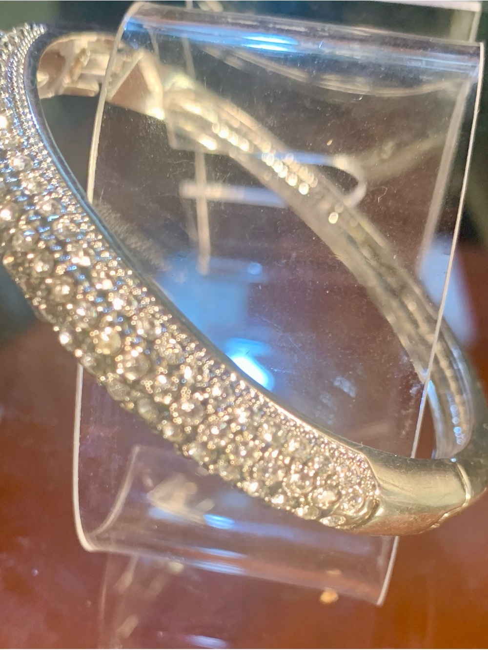 Silver Crystal Pavé Bangle Bracelet - Women Jewelry